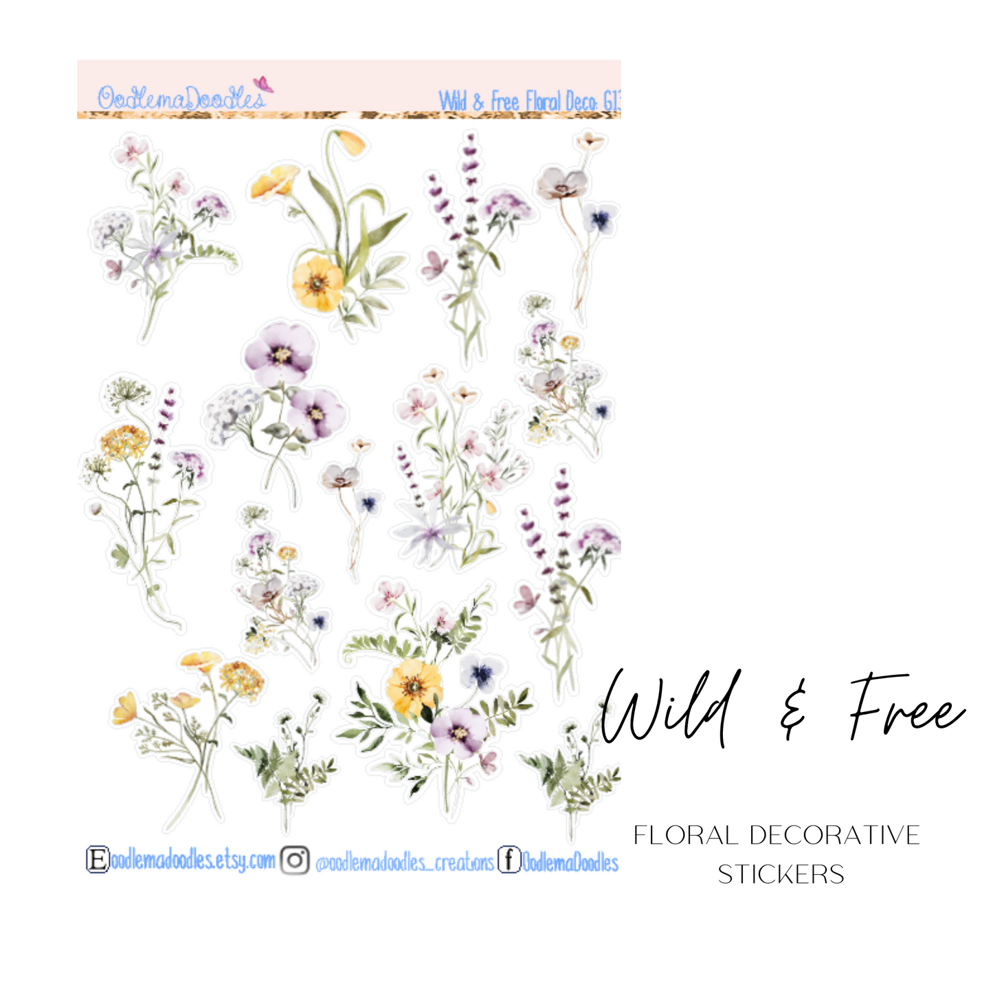 Wild & Free Floral Decorative Stickers