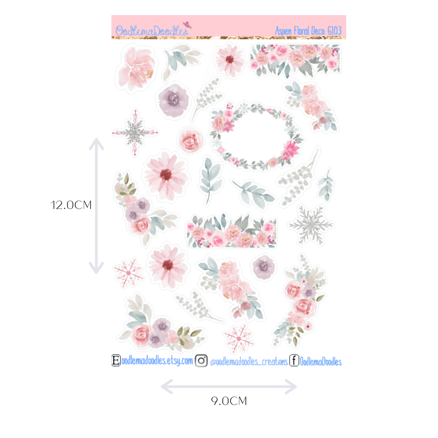 Aspen Floral Decorative Stickers - oodlemadoodles