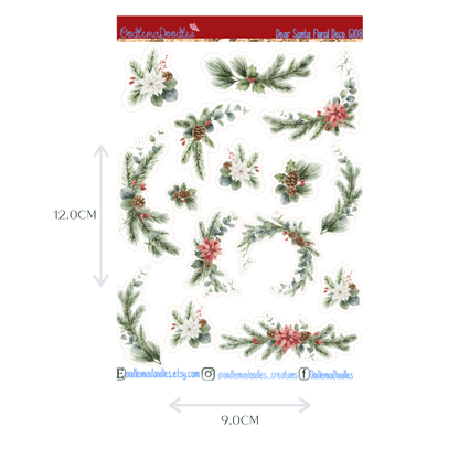 Dear Santa Floral Decorative Stickers - oodlemadoodles