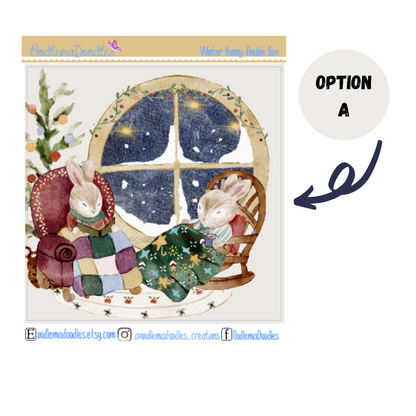 Winter Bunny Decorative Double Box Sticker