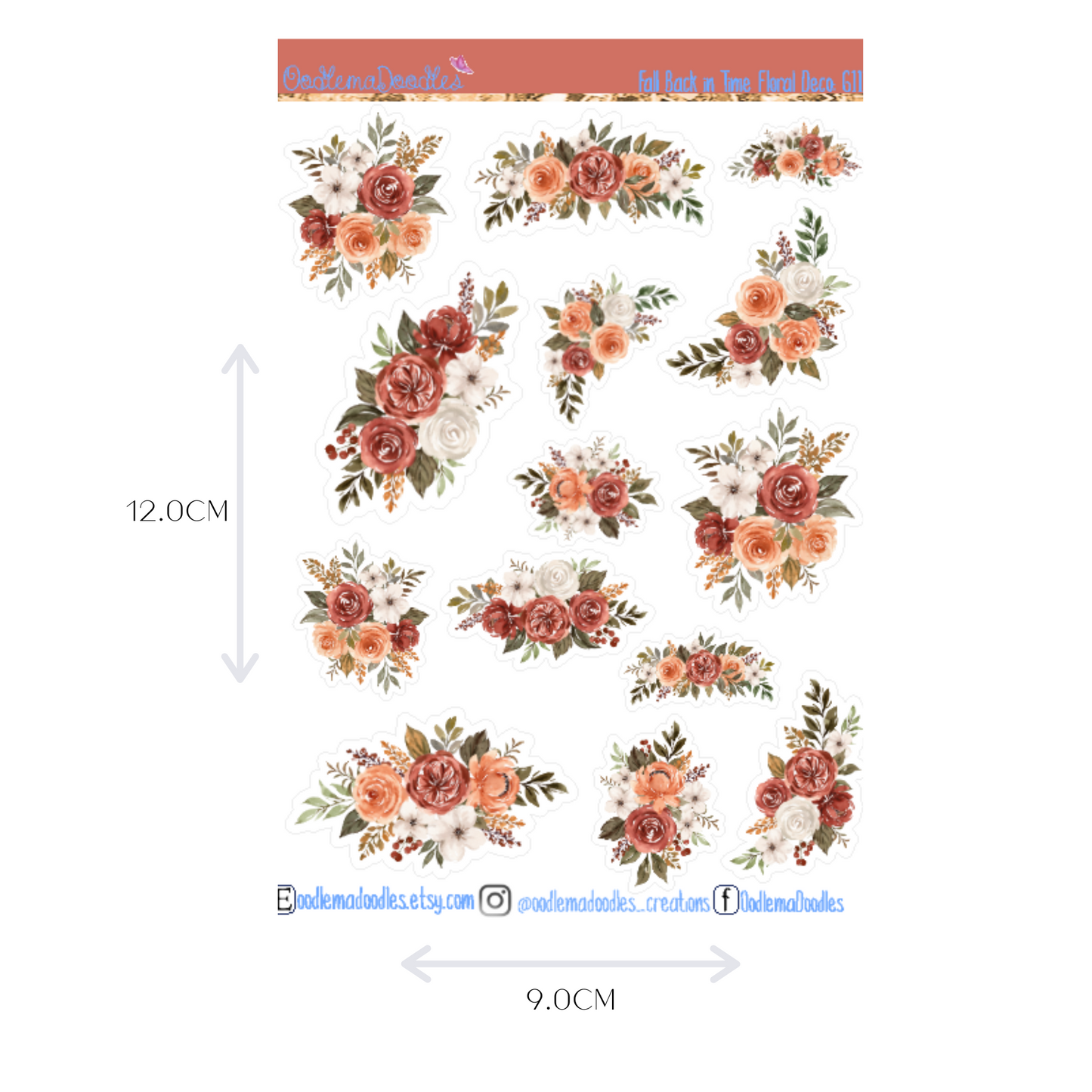 Fall Back in Time Floral Decorative Stickers