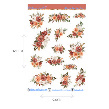 Fall Back in Time Floral Decorative Stickers