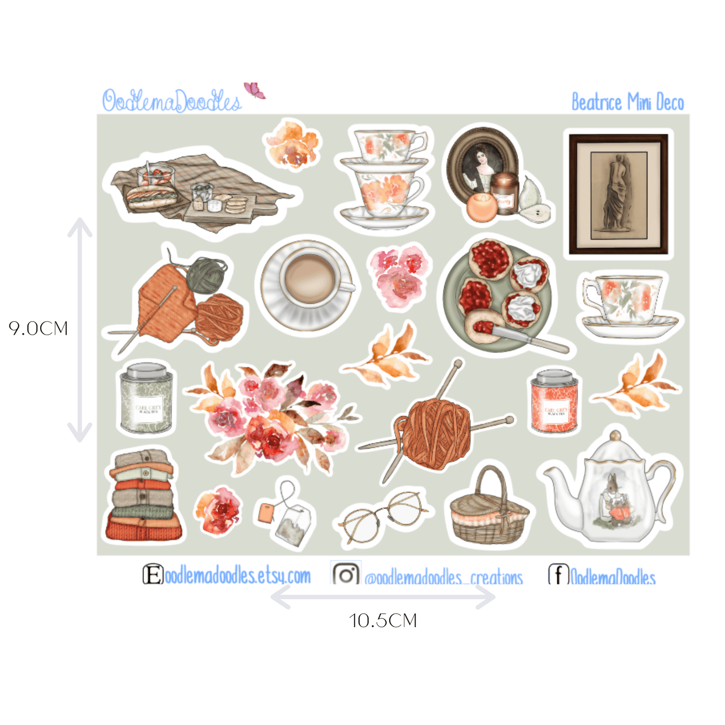 Beatrice Mini Decorative Stickers - oodlemadoodles