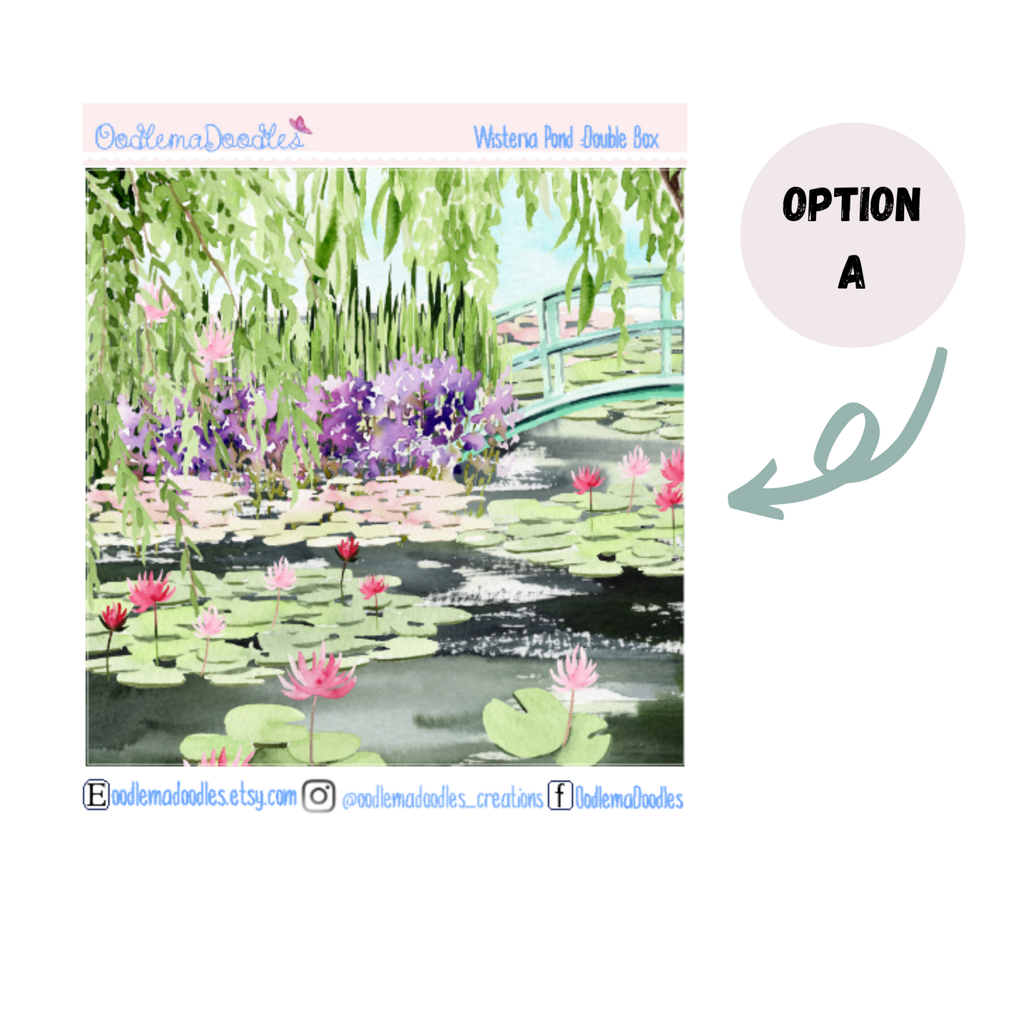 Wisteria Pond Decorative Double Box Sticker