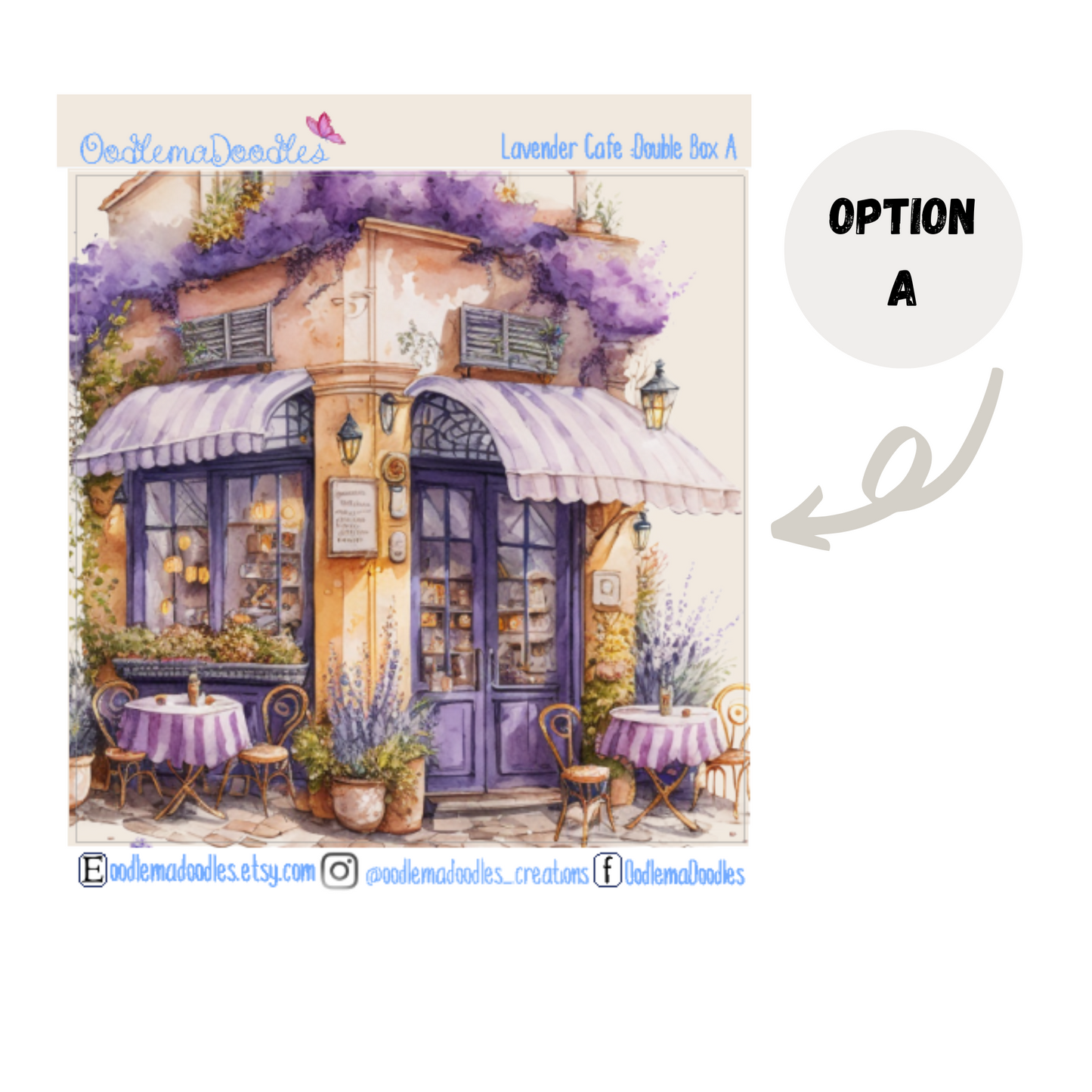 Lavender Cafe Decorative Double Box Sticker