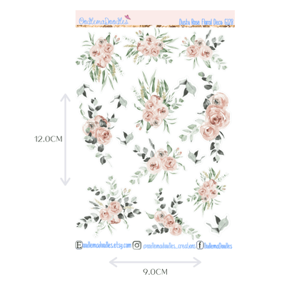 Dusty Rose Floral Decorative Stickers - oodlemadoodles