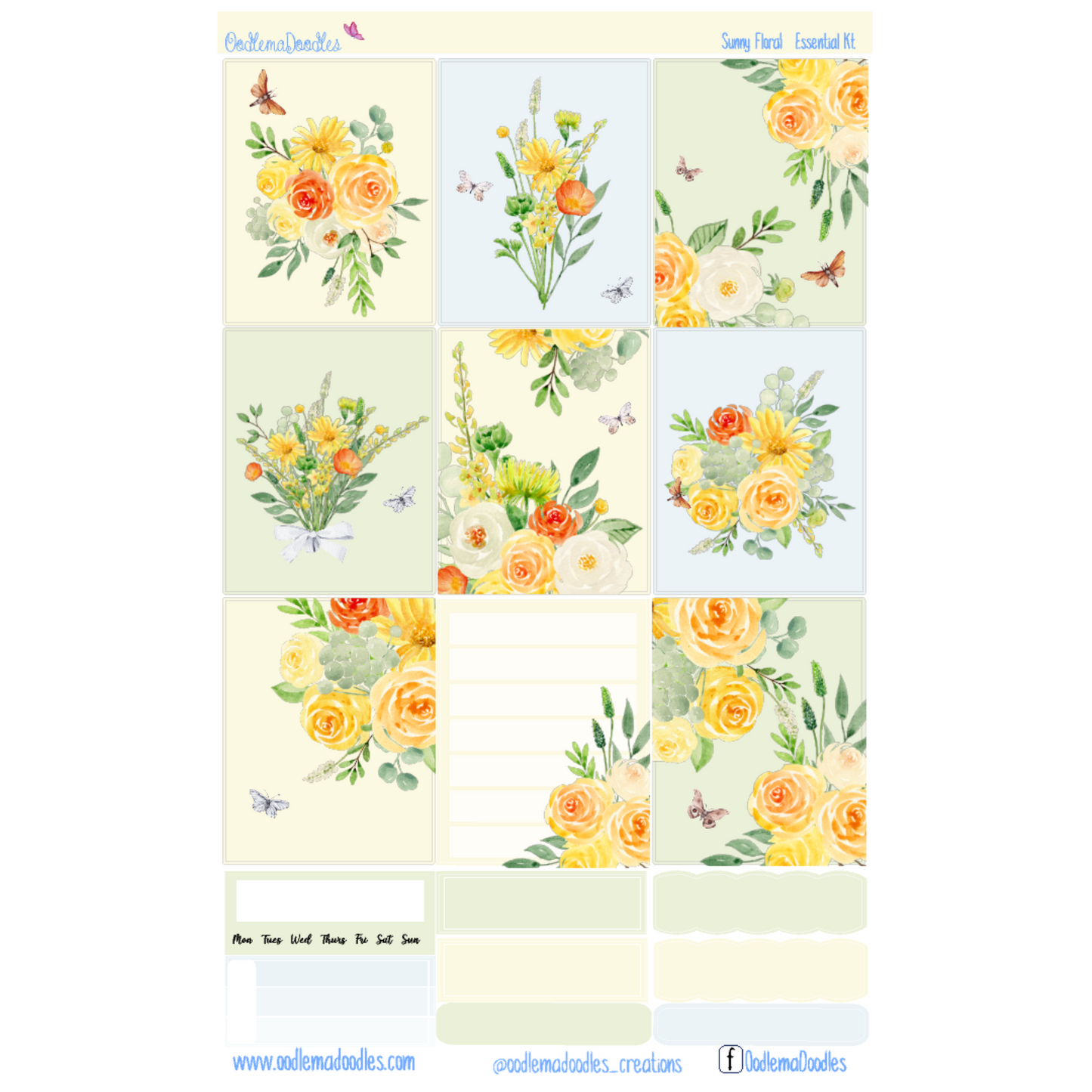 Sunny Floral Essential Planner Sticker Kit