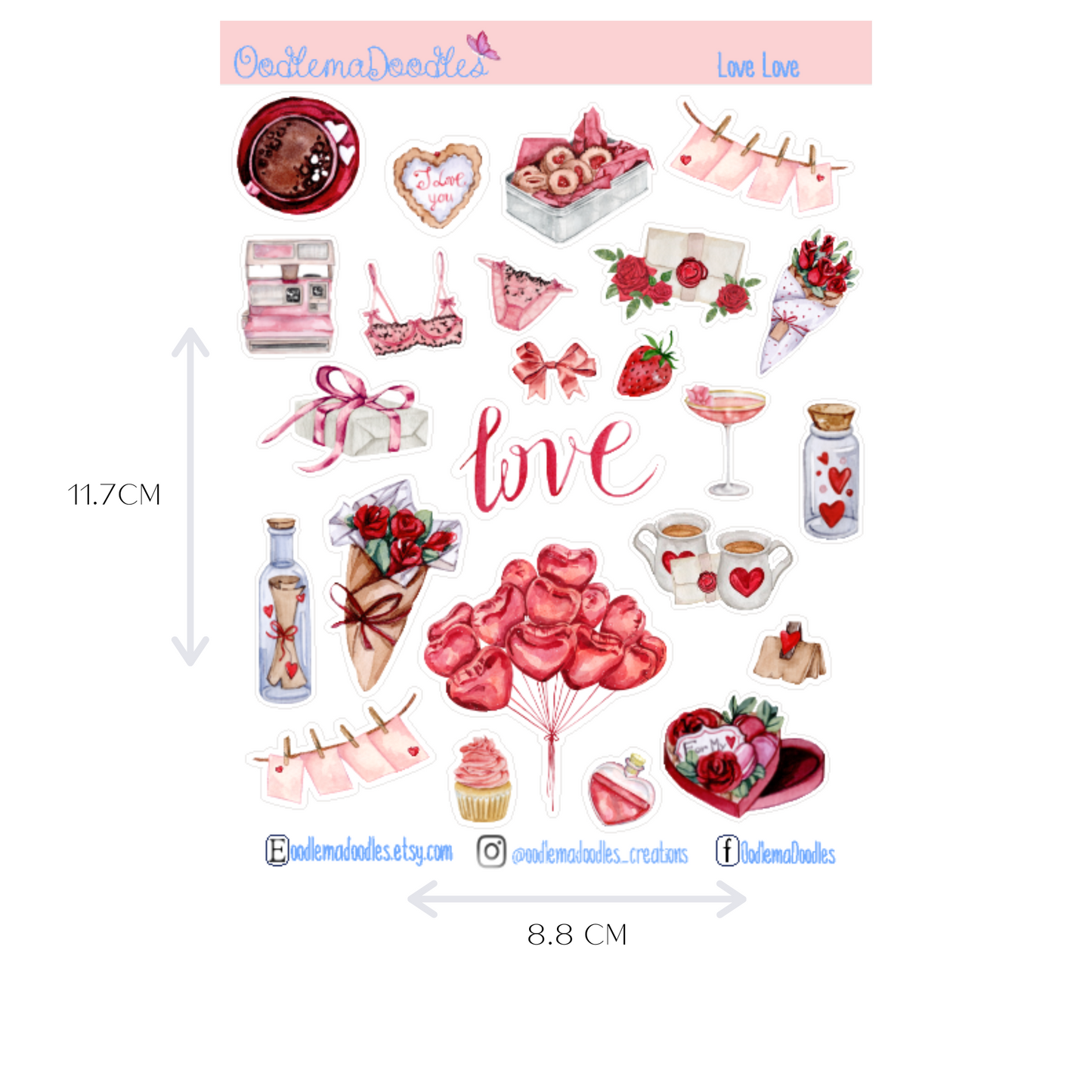 Love Love Mini Decorative Stickers