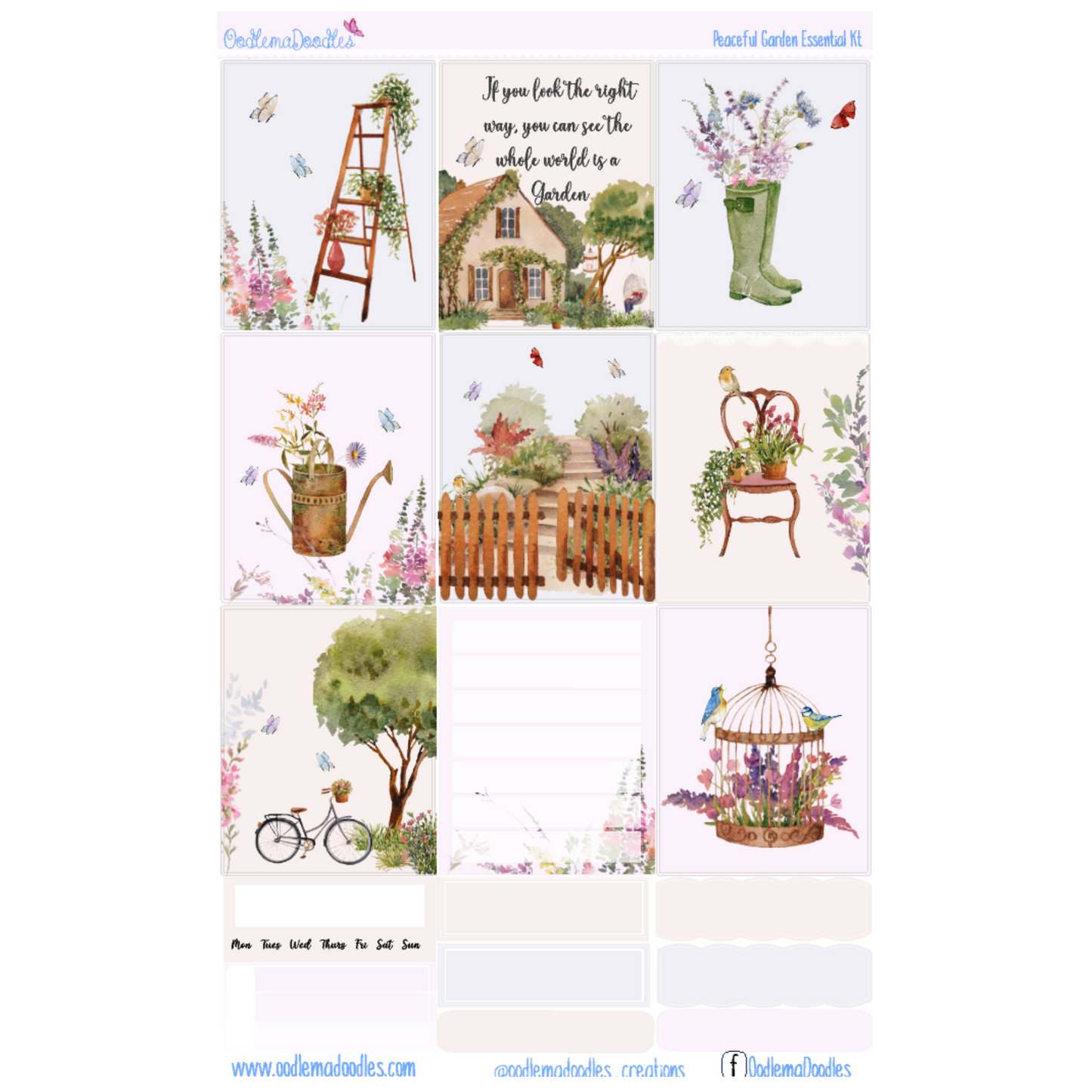 Peaceful Garden Essential Planner Sticker Kit