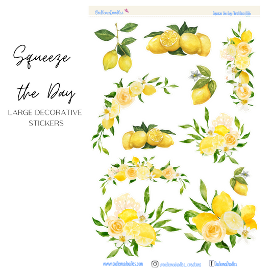 Squeeze the Day Flower Large Decorative Planner Stickers