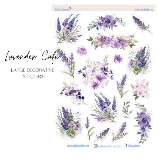 Lavender Cafe Flower Large Decorative Planner Stickers