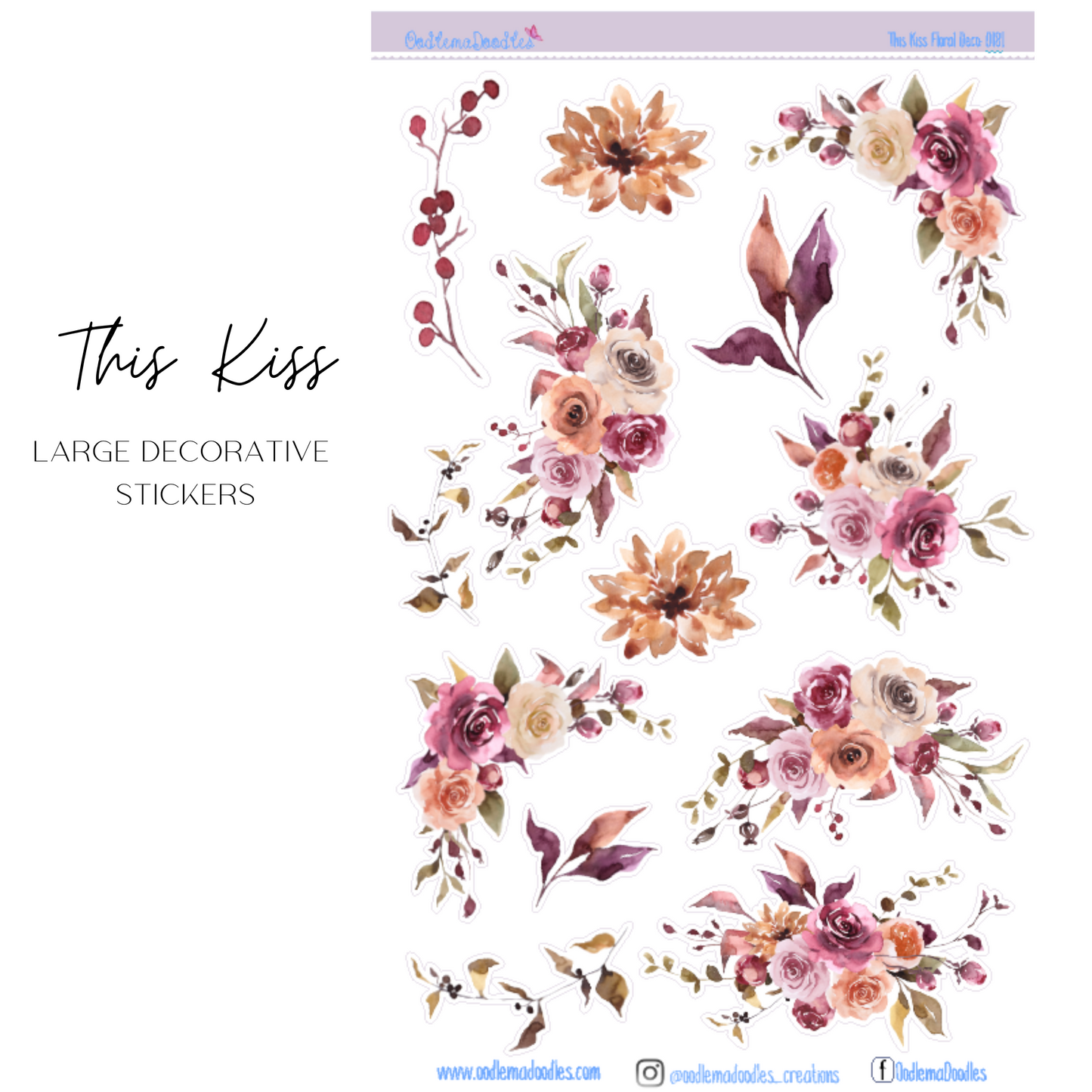 This Kiss Flower Large Decorative Planner Stickers