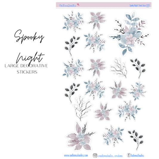 Spooky Night Flower Large Decorative Planner Stickers