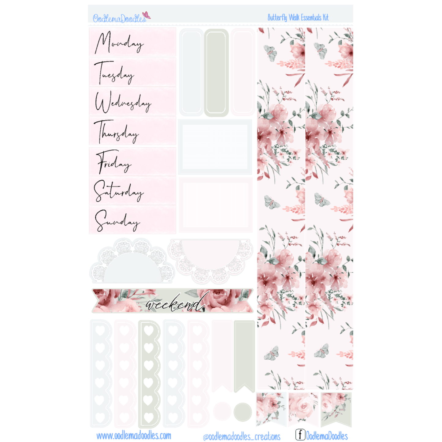 Butterfly Walk Essential Planner Sticker Kit - oodlemadoodles