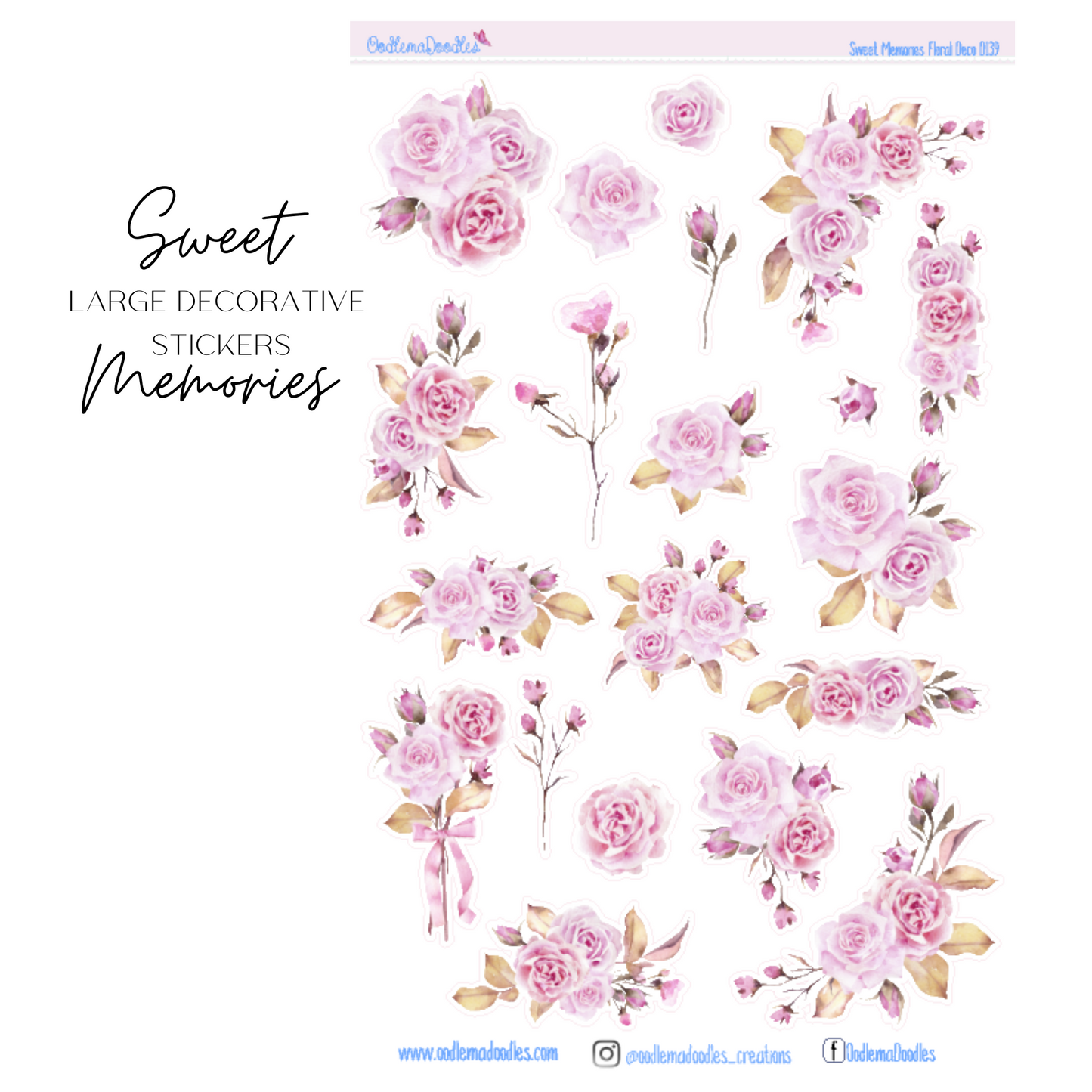 Sweet Memories Flower Large Decorative Planner Stickers