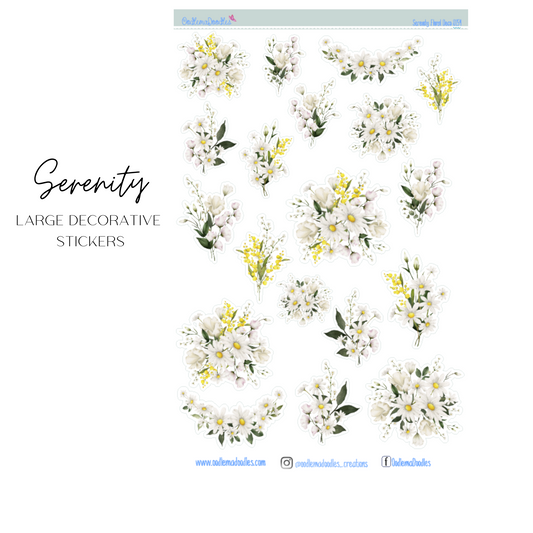 Serenity Flower Large Decorative Planner Stickers