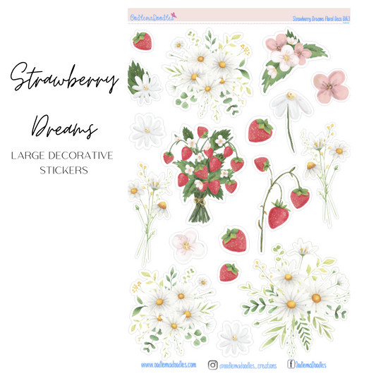 Strawberry Dreams Flower Large Decorative Planner Stickers