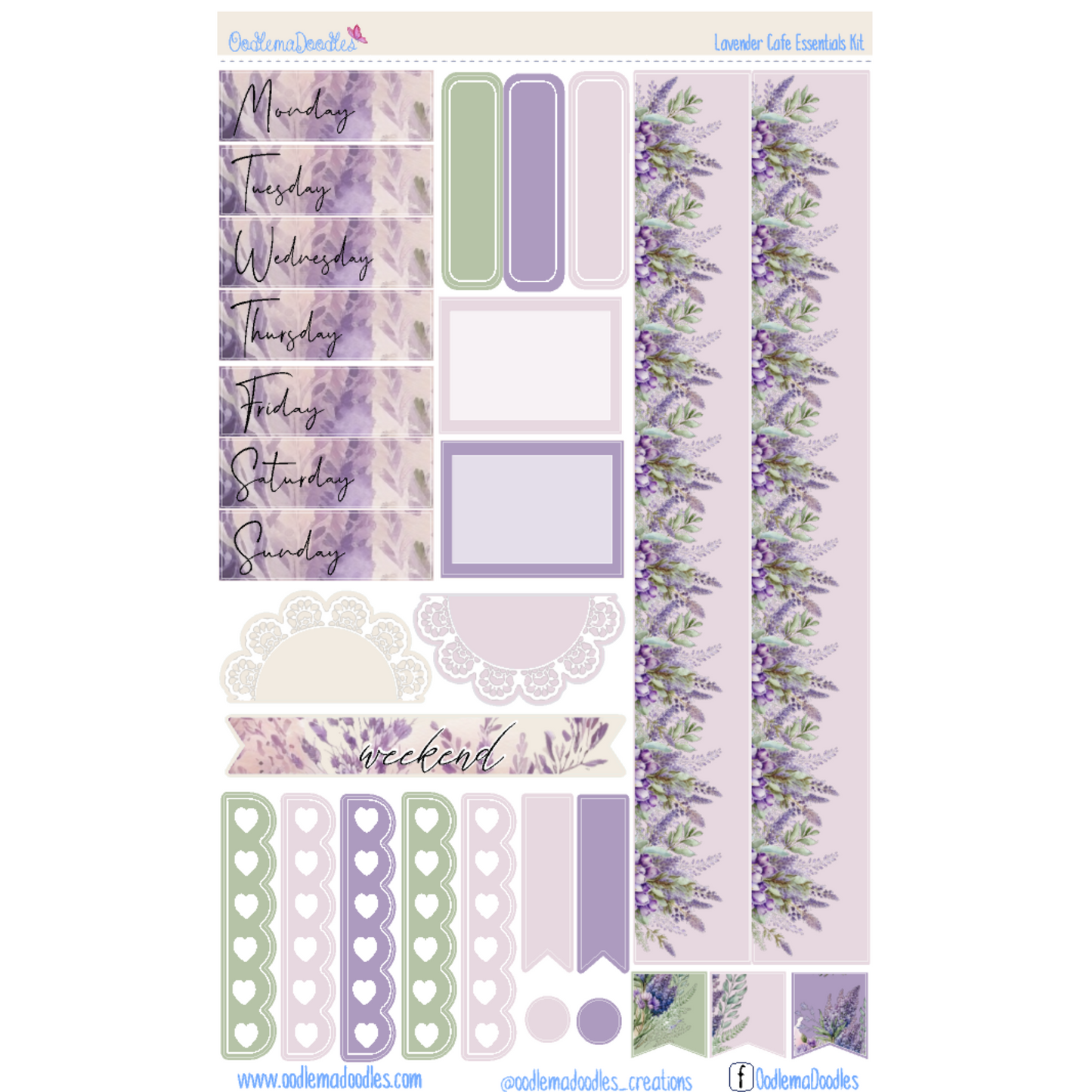 Lavender Cafe Essential Planner Sticker Kit