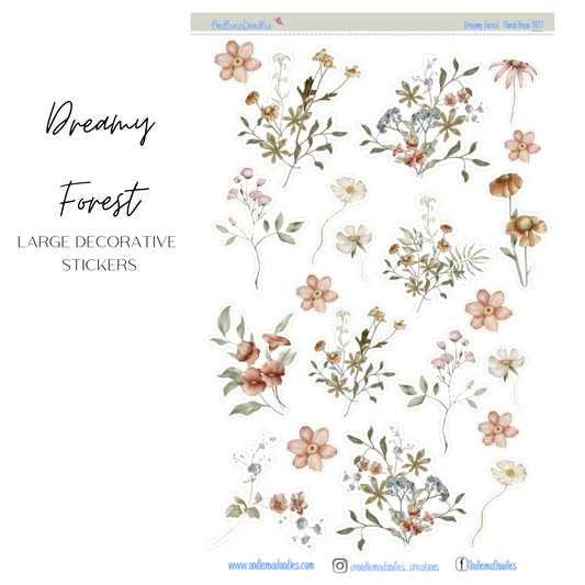 Dreamy Forest Flower Large Decorative Planner Stickers