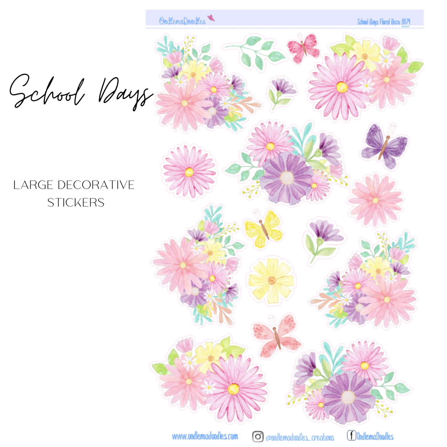 School Days Flower Large Decorative Planner Stickers