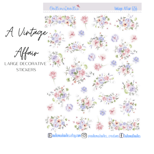 A Vintage Affair Flower Large Decorative Planner Stickers - oodlemadoodles