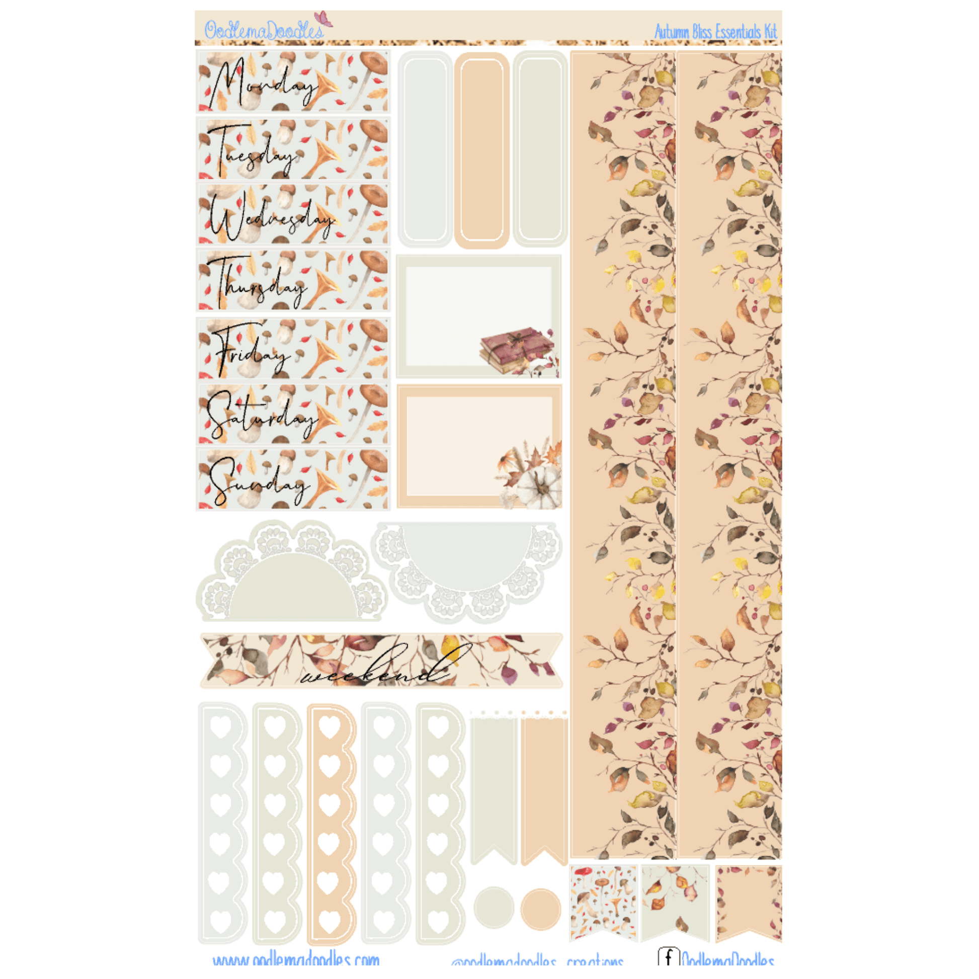 Autumn Bliss Essential Planner Sticker Kit - oodlemadoodles