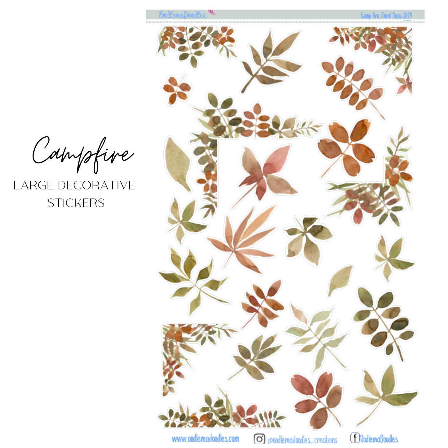 Campfire Flower Large Decorative Planner Stickers