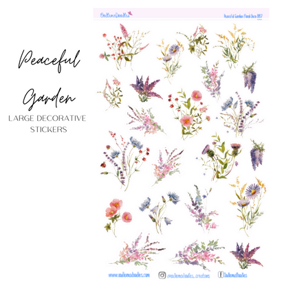 Peaceful Garden Flower Large Decorative Planner Stickers