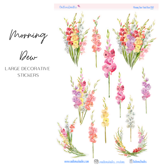 Morning Dew Flower Large Decorative Planner Stickers