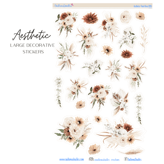 Aesthetic Flower Large Decorative Planner Stickers - oodlemadoodles