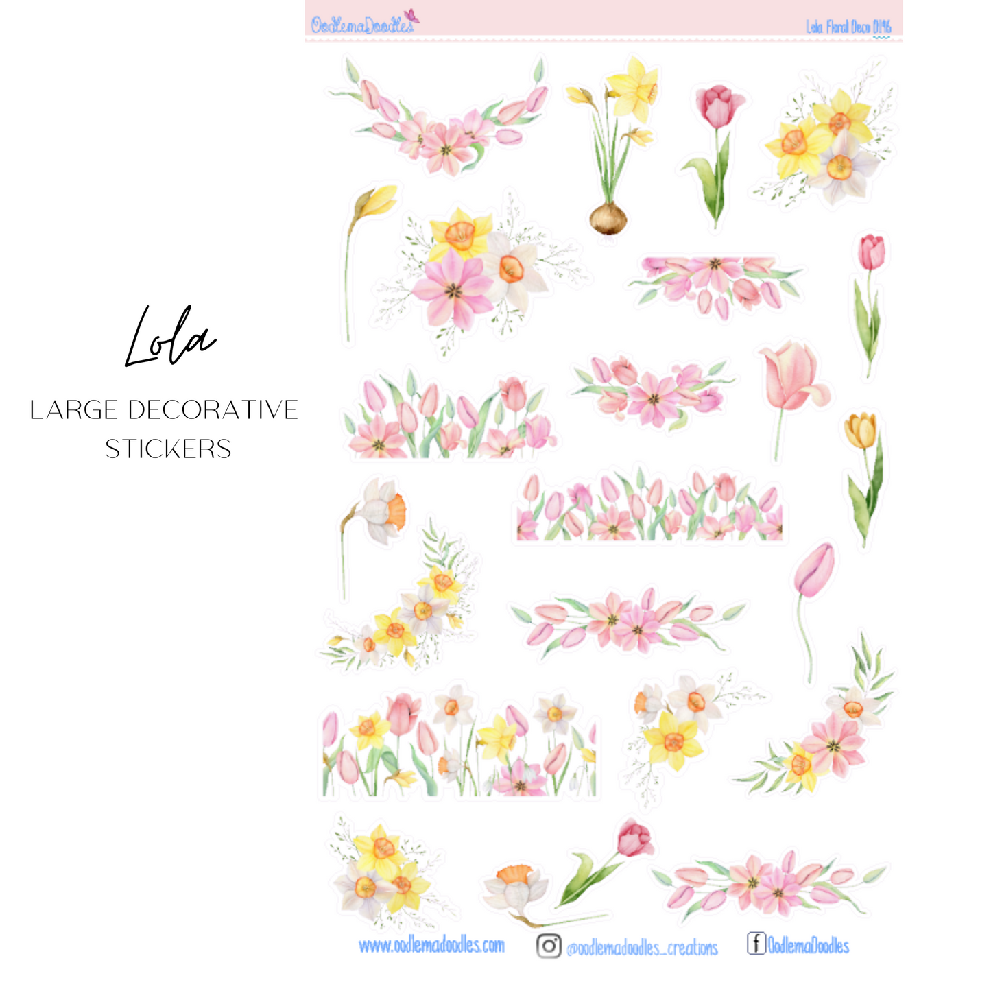 Lola Flower Large Decorative Planner Stickers
