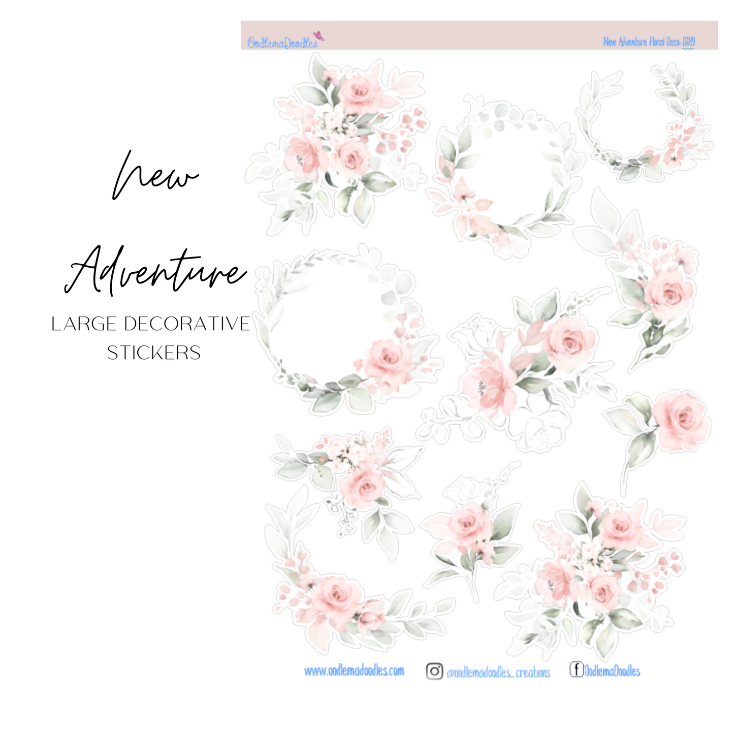 New Adventure Flower Large Decorative Planner Stickers