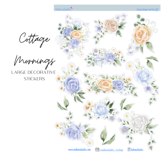 Cottage Mornings Flower Large Decorative Planner Stickers