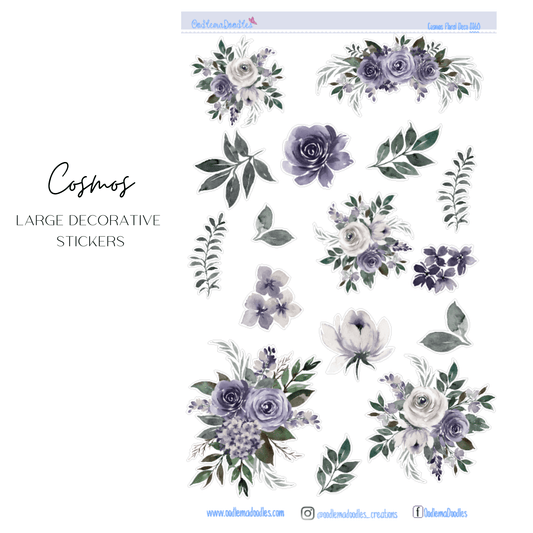 Cosmos Flower Large Decorative Planner Stickers - oodlemadoodles
