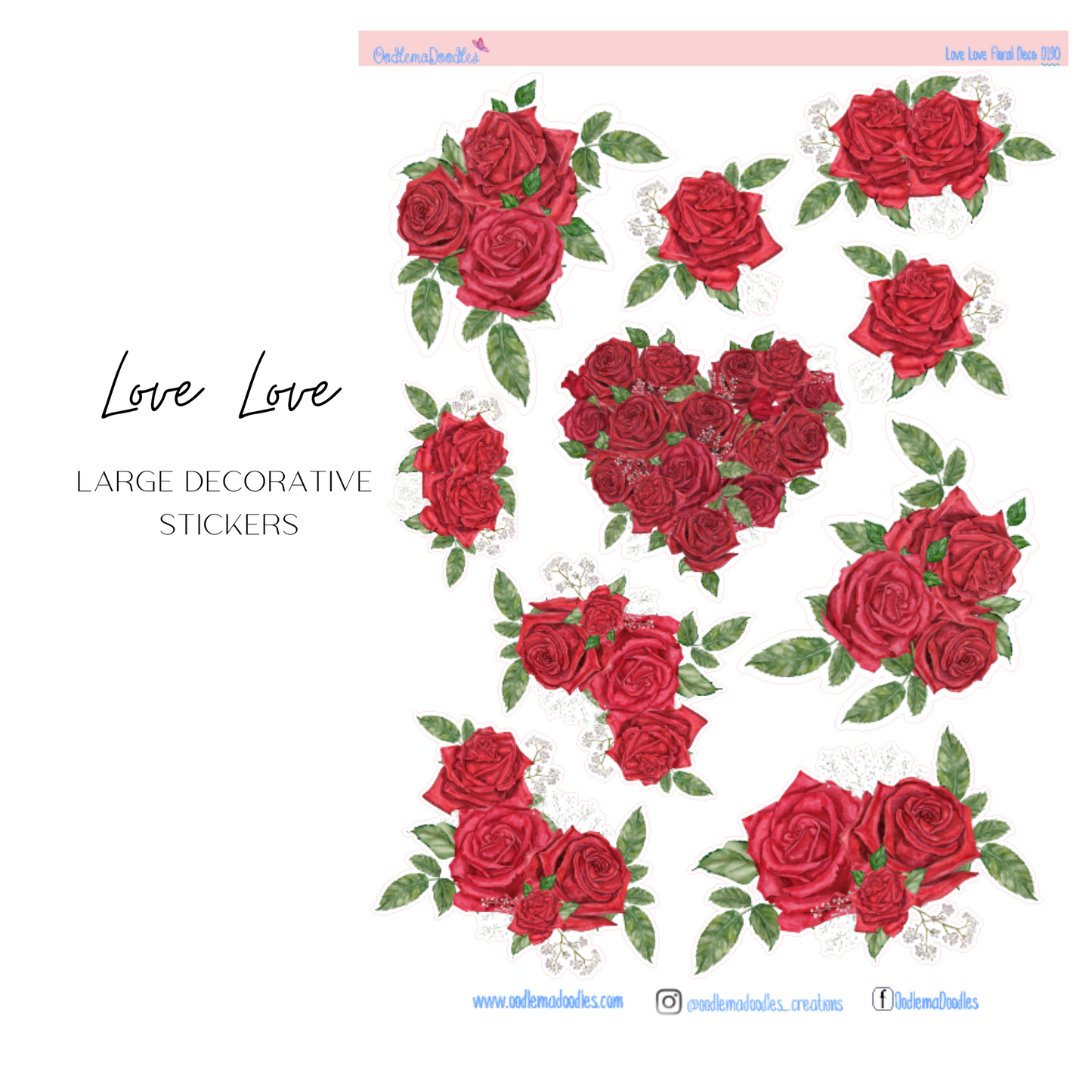 Love Love Flower Large Decorative Planner Stickers