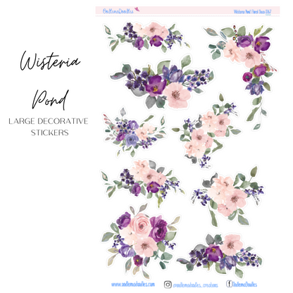 Wisteria Pond Flower Large Decorative Planner Stickers