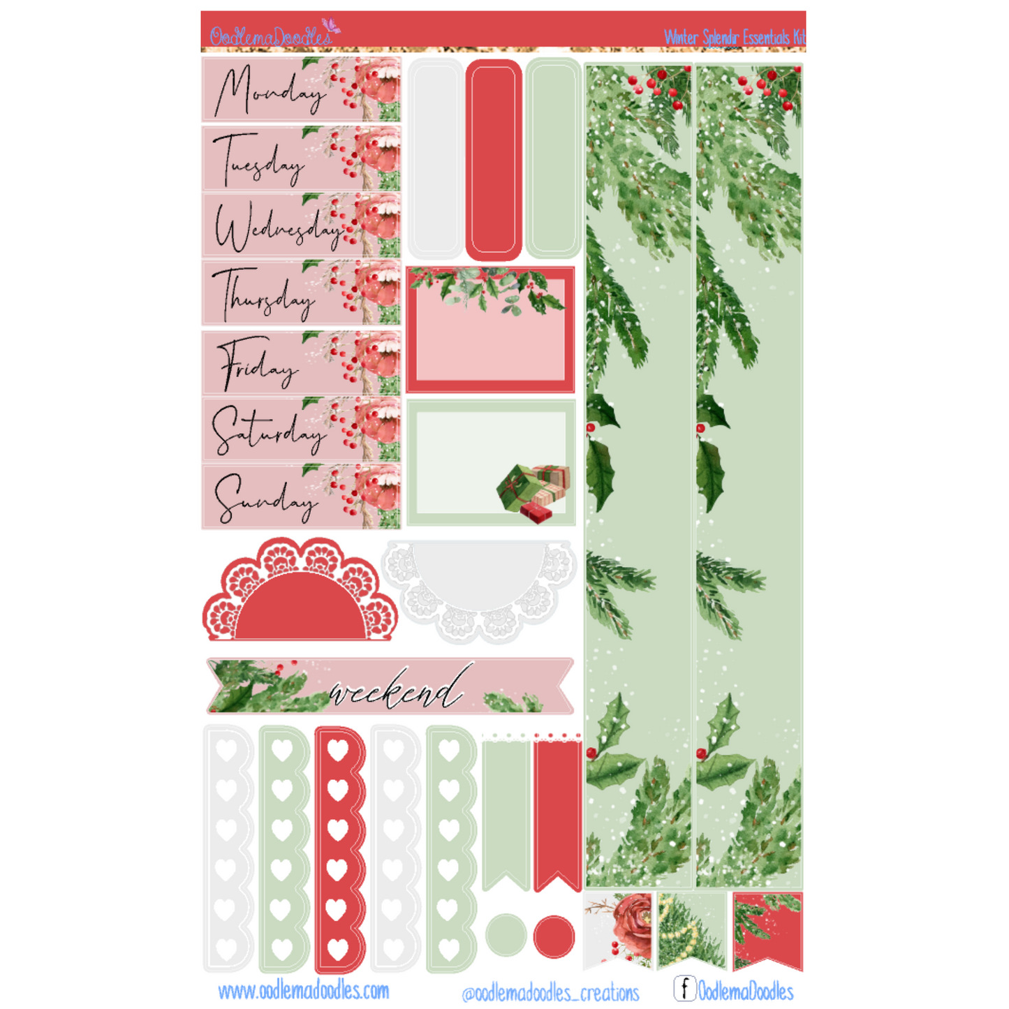 Winter Splendor Essential Planner Sticker Kit