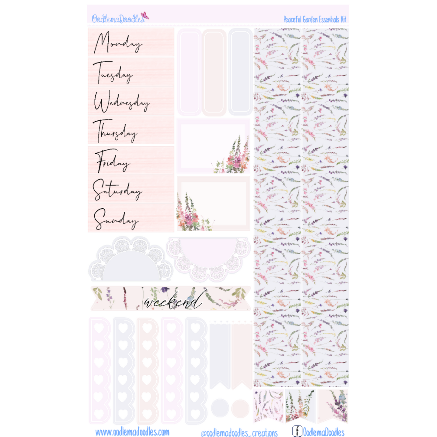 Peaceful Garden Essential Planner Sticker Kit