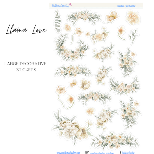 Llama Love Flower Large Decorative Planner Stickers