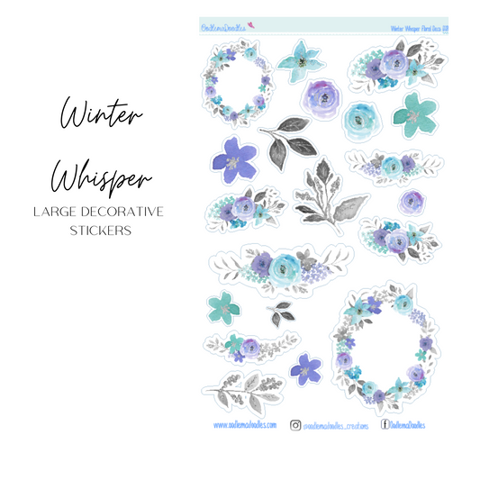 Winter Whisper Flower Large Decorative Planner Stickers