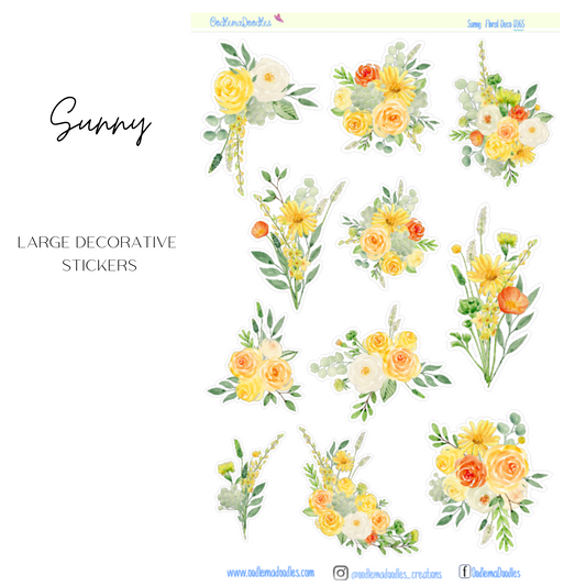 Sunny Flower Large Decorative Planner Stickers