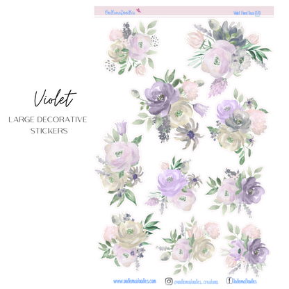 Violet Flower Large Decorative Planner Stickers