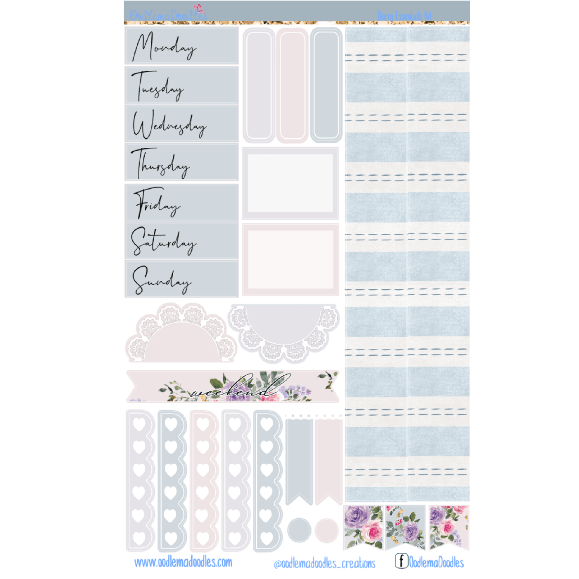 Darcy Essential Planner Sticker Kit - oodlemadoodles