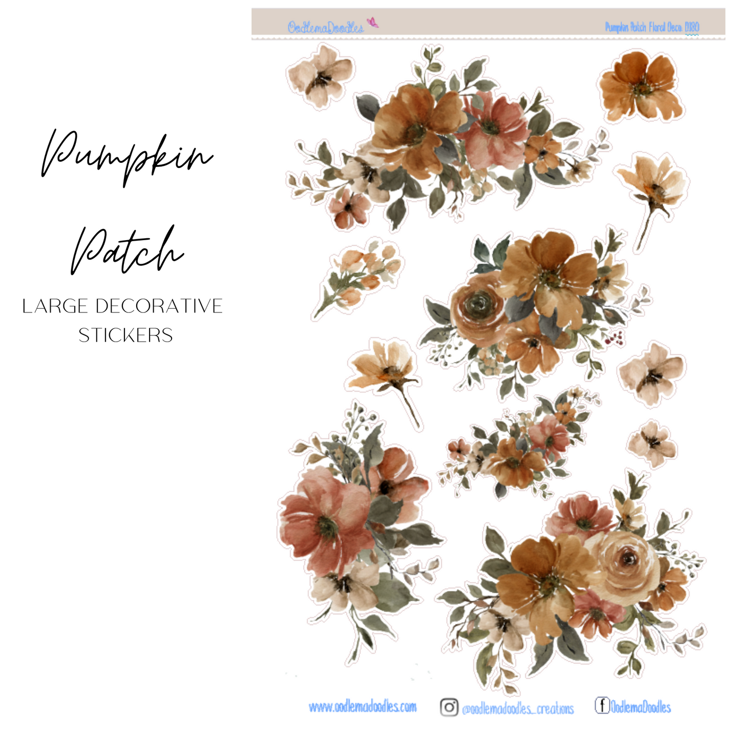 Pumpkin Patch Flower Large Decorative Planner Stickers
