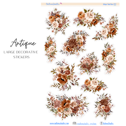 Antique Flower Large Decorative Planner Stickers