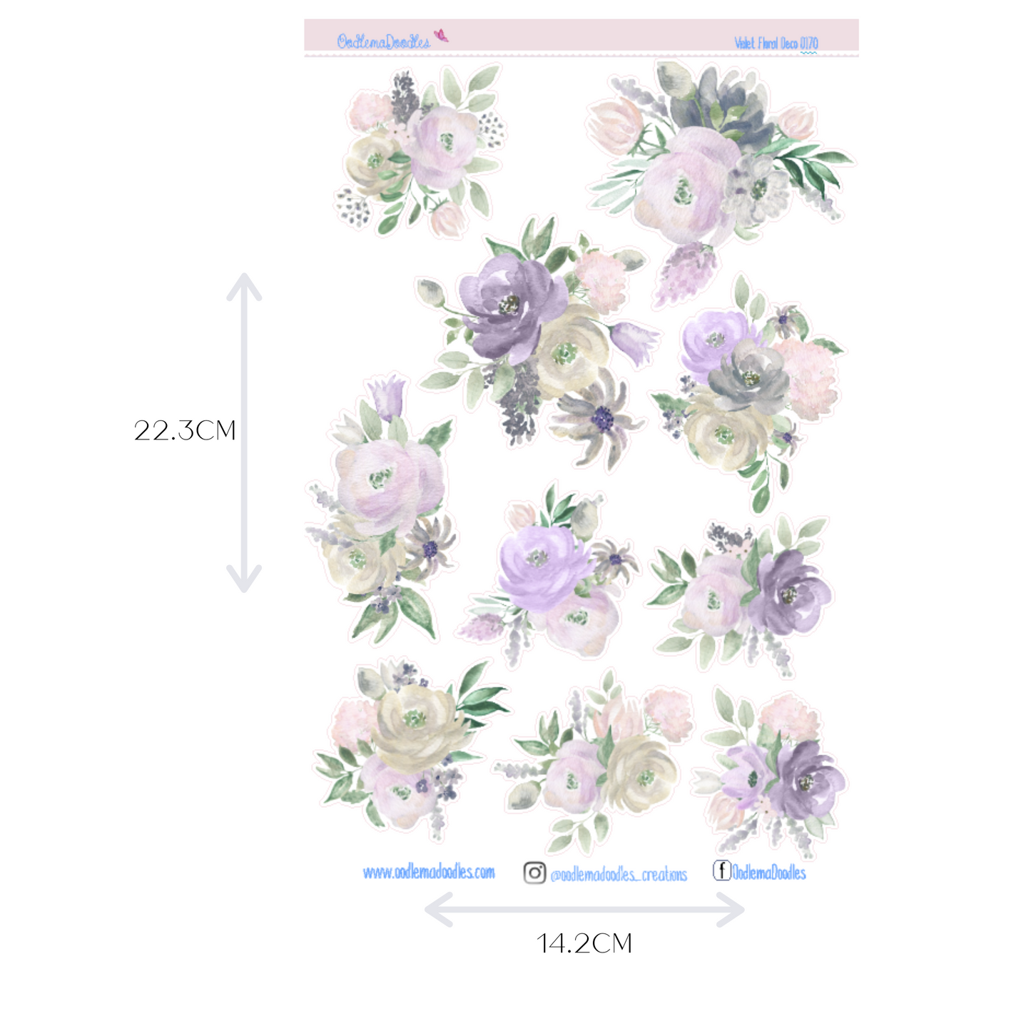 Violet Flower Large Decorative Planner Stickers