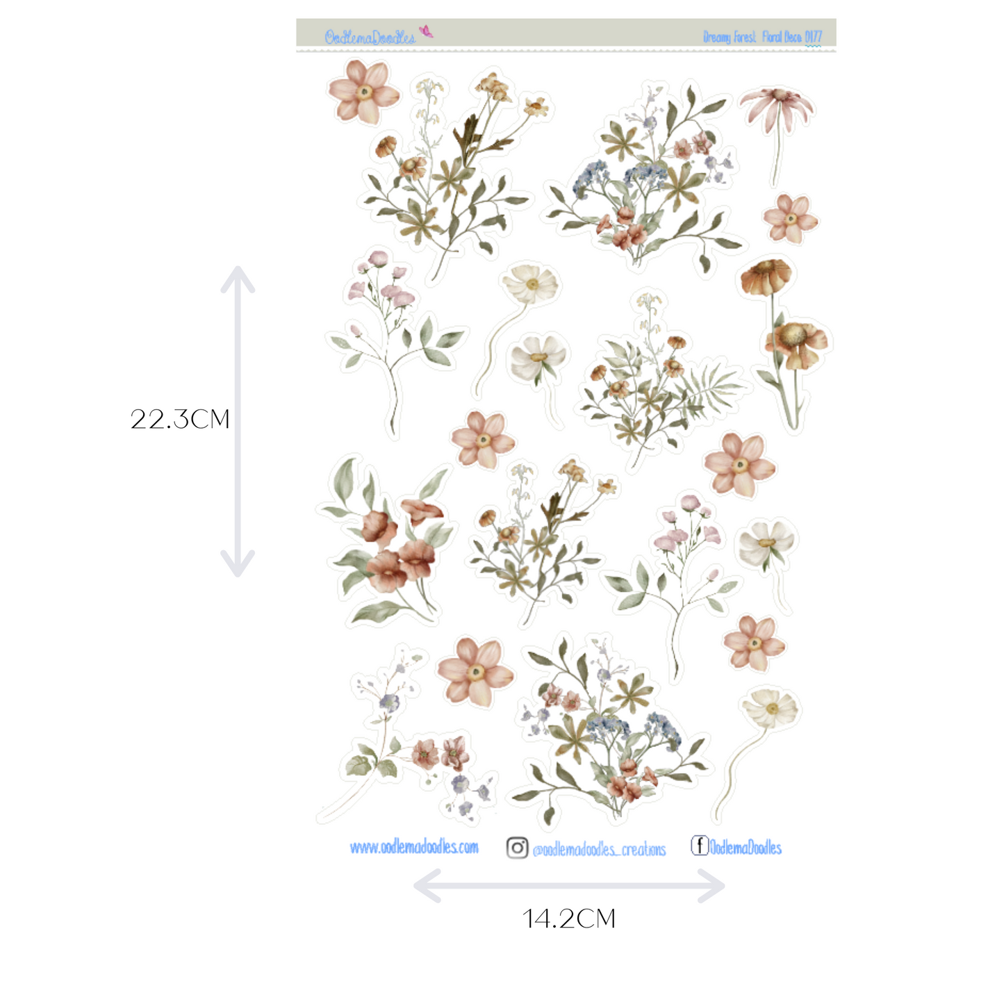 Dreamy Forest Flower Large Decorative Planner Stickers