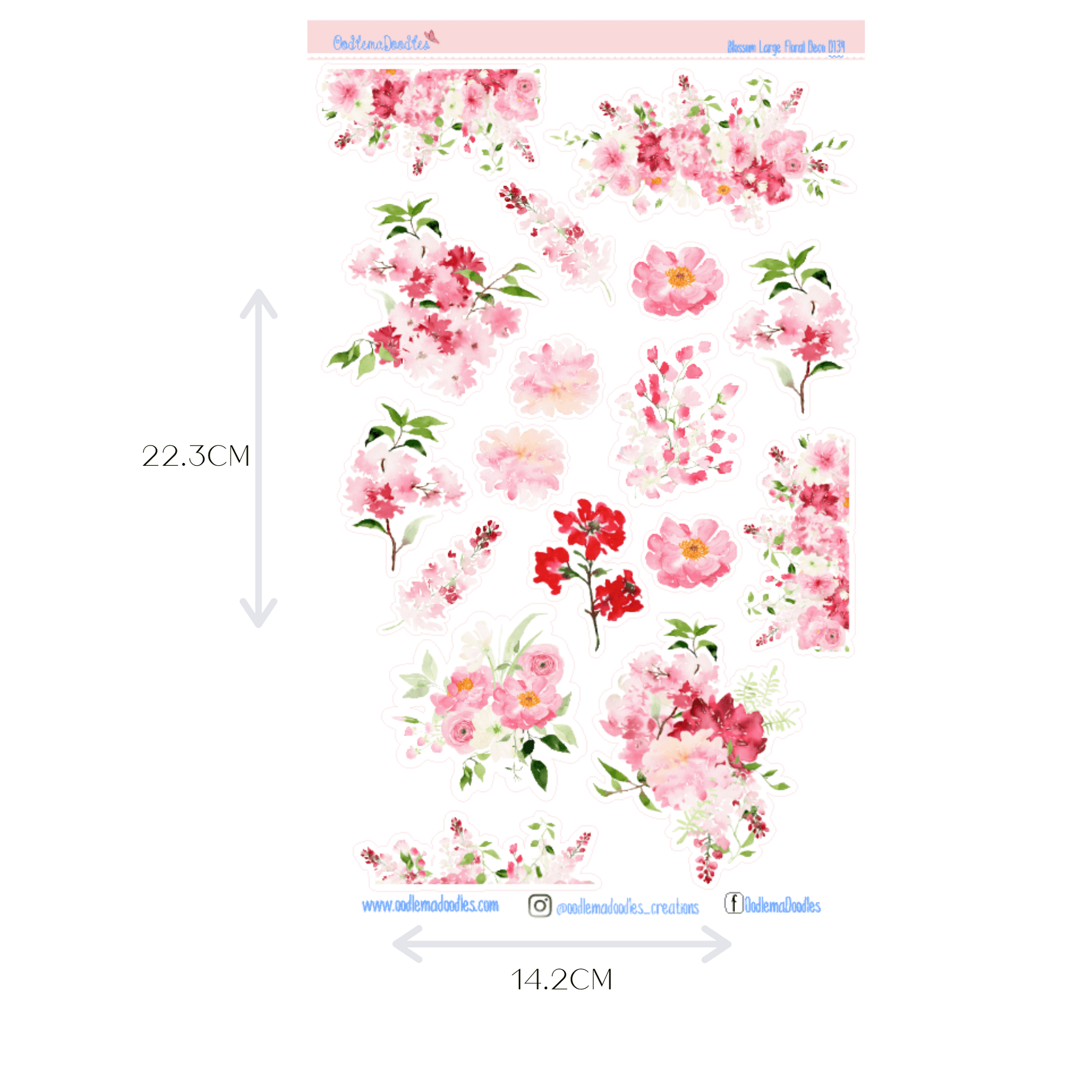 Blossoms Flower Large Decorative Planner Stickers - oodlemadoodles