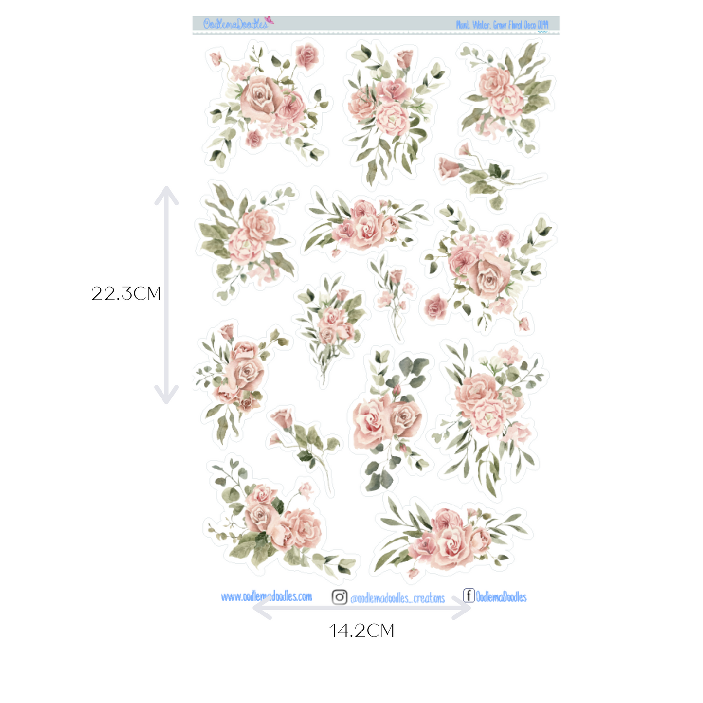 Plant Water Grow Flower Large Decorative Planner Stickers