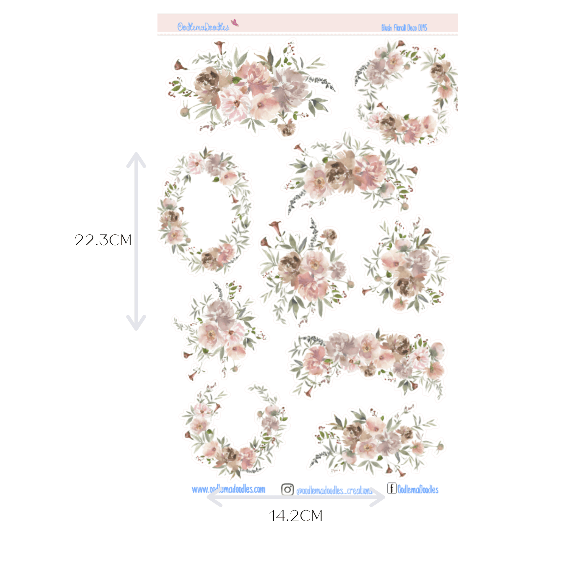 Blush Flower Large Decorative Planner Stickers - oodlemadoodles